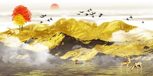 抽象金山发财画