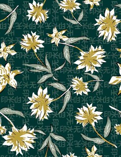 绿色背景上的小雏菊图案