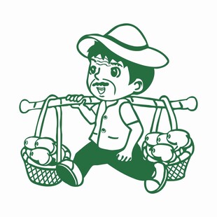 挑扁担的乡村老人