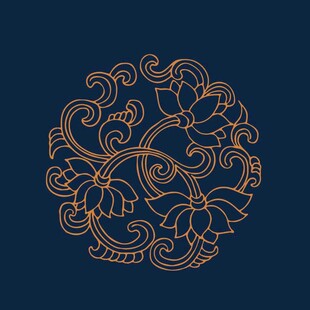 莲花 中式传统花卉圆形纹饰图案