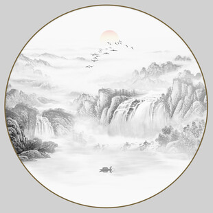 圆形山水画