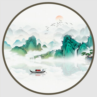 圆形山水画