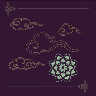 中式古典云纹花卉图案