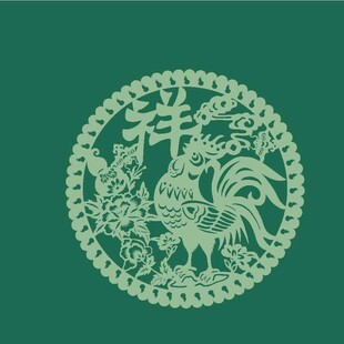 吉祥公鸡剪纸图案