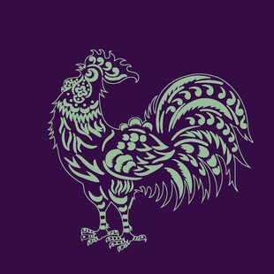 手绘线条风公鸡图案