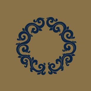 中式蓝色花纹圆形装饰图案