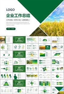 水稻农田农业种植大米PPT模板