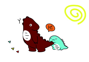 两只卡通恐龙互动场景