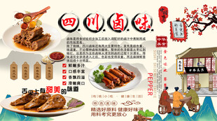四川卤味背景墙