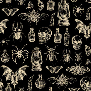 复古风万圣节元素图案