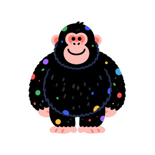 穿彩灯服饰的可爱黑猩猩