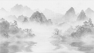 三角形中式山水镂空