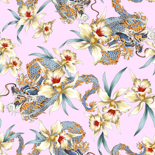 花卉与龙纹的精美图案