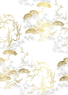 金色云纹树枝装饰图案