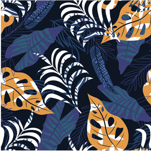 热带植物几何图案背景