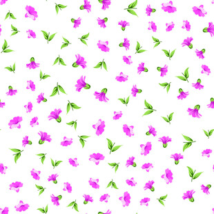 粉色花朵绿叶无缝图案