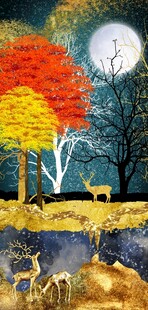 抽象金山麋鹿发财树