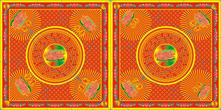 精美莲花双幅传统图案