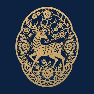 金色鹿形镂空图案