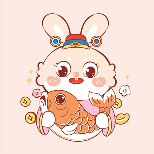 萌兔抱锦鲤贺岁