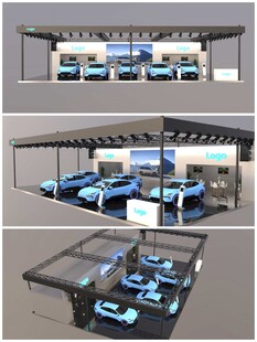 车展汽车展台su模型