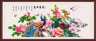 花开富贵孔雀图