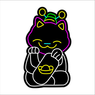 招财猫形象霓虹灯