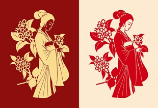 古风明代美女桂花图案