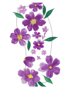 紫色花卉图案装饰元素