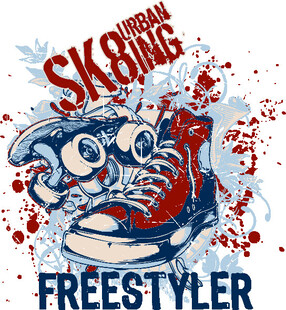 城市滑板风格运动鞋海报