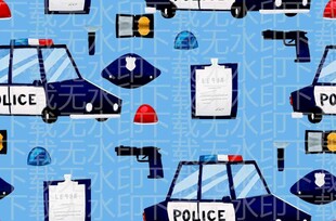 警察元素无缝图案设计