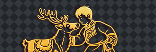 金色麋鹿与人物插画元素