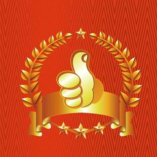 金色点赞徽章设计元素