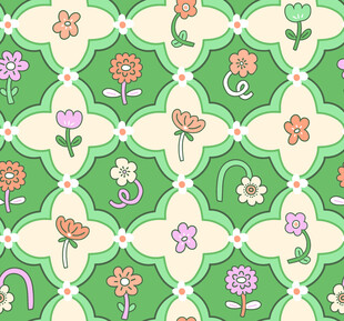 清新花卉几何图案背景