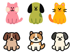 可爱猫狗形象