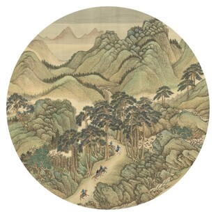 新中式水墨山水圆形装饰画