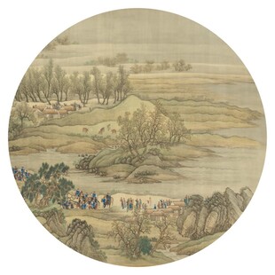 新中式水墨山水圆形装饰画