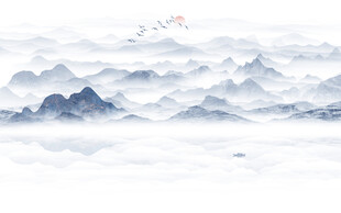 禅意水墨山水画