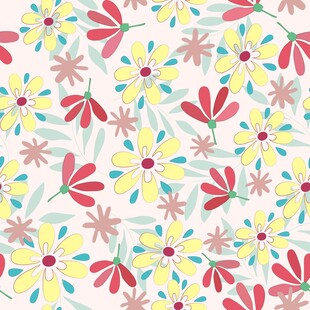 多彩花卉图案背景数码印花四方