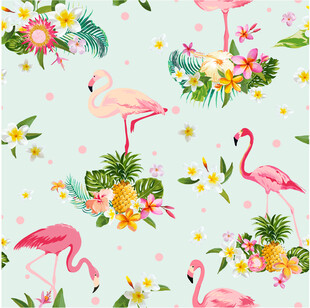 火烈鸟花卉清新图案背景