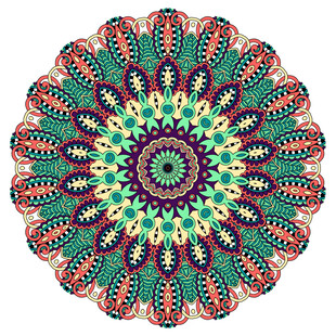 圆形精美曼陀罗数码印花