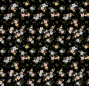 黑色底小碎花布料图案