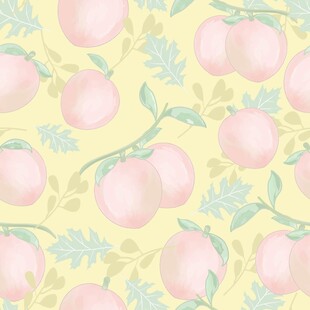 粉色桃子花卉图案数码印花