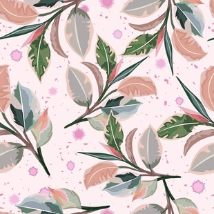 清新植物花卉无缝图案数码印花