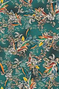 多彩花卉图案布料