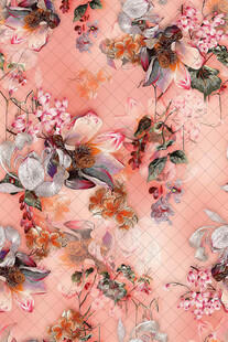 粉色花卉图案布料纹理