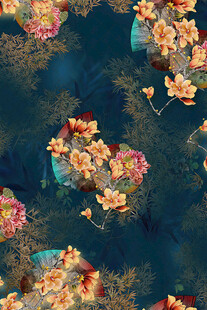 复古花卉图案深色背景纹理