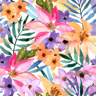 多彩水彩花卉图案背景