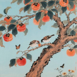 丹柿盈枝  秋实满庭