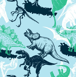 矢量恐龙线稿图案